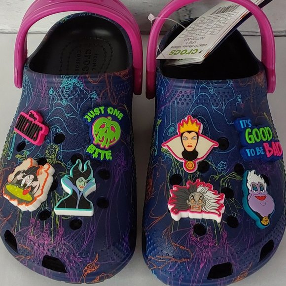 'CROCS' 'DISNEY VILLAINS'  LIMITED EDITION 'JIBBITZ' SLIP-ON CLASSIC CLOG SLIDES - Picture 10 of 16